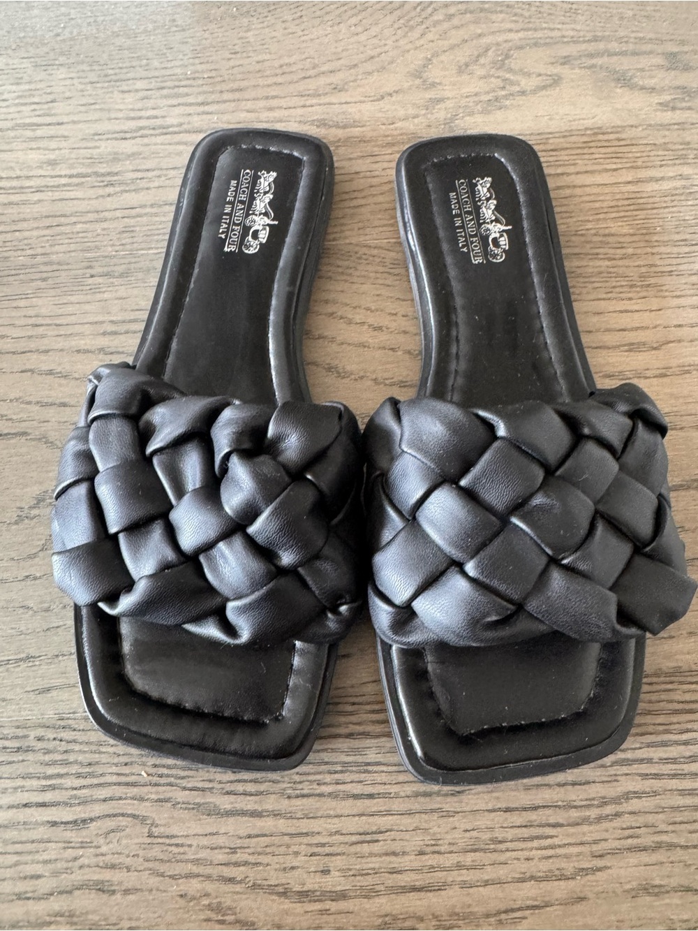 Coach and Four woven slide sandal size 8 Black